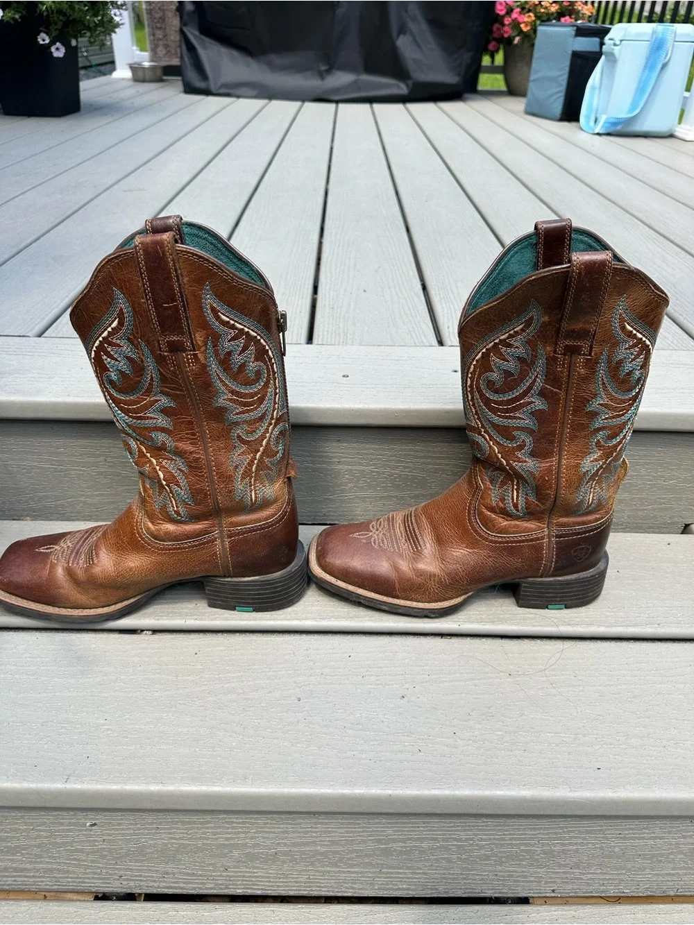 Ariat kids brown leather cowgirl boots